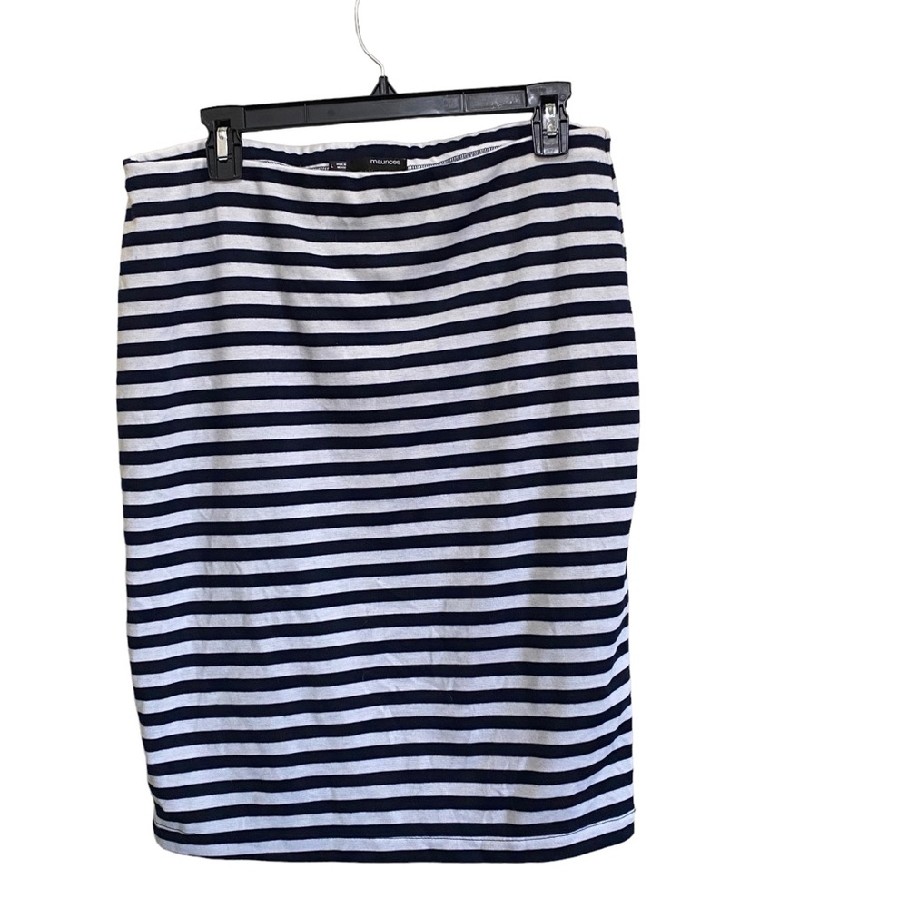 Maurices navy blue and white striped pencil skirt size large